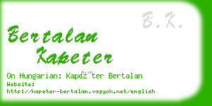 bertalan kapeter business card